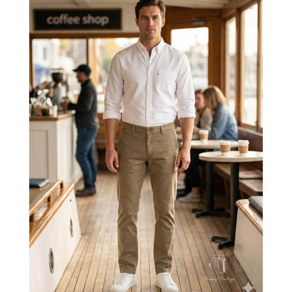Levi's Mens 36x30 XX‎ Chino Pants Standard Taper Regular Fit Stretch Beige Khaki